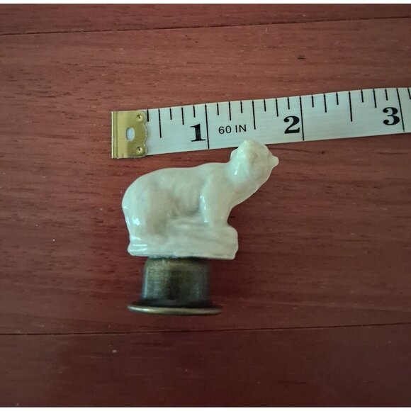 Polar Bear Lamp Finial Set 2 Shade Topper Ceramic England Vintage Farmhouse - Picture 6 of 6